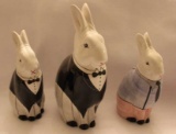 (3) Ceramic Rabbit Figurines