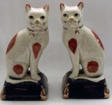 Pair of Staffordshire-Style Cats Seated on a