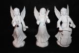 (3) Bisque Porcelain Angels w/Instruments