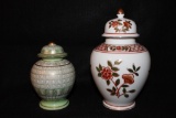 (2) Hand Painted Ginger Jars: Andrea, 8 1/4