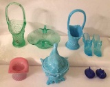 Assorted Collectible Glassware:  Art Glass Hat,