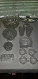 Assorted Glass: Pedestal Cake Plate, Punch Bowl,