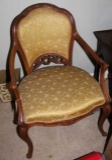 Vintage Chair with Carved Wood Frame and Cabriole