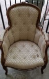 Vintage Upholstered Chair with Tufted Back & Seat,