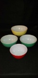 (4) Pyrex Mixing Bowls 10