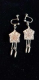 Sterling Cuckoo Clock Earrings Marked 835