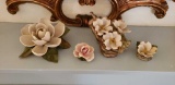 (4) Porcelain Flowers Each with minor damage