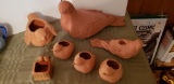 Assorted Terracotta Birds: Large one has repaired