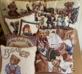 Assorted Bear Items: (6) Throw Pillows