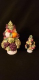 (2) Ceramic Fruit Centerpieces 12 1/2