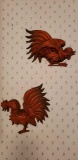 Pair of Cast Iron Fighting Rooster Wall hangings