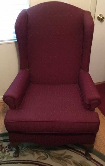 Upholstered Wing Chair with Cabriole Legs