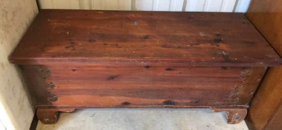 Pine Cedar Chest with Brass Details--