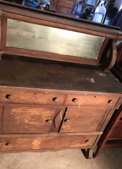 Antique Oak Empire-Style Buffet--