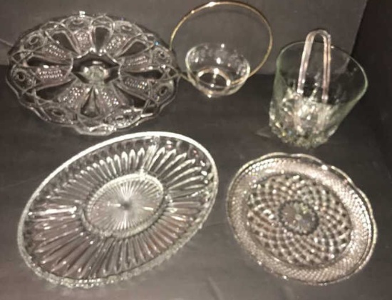 Assorted Glassware Including: Pedestal Cake