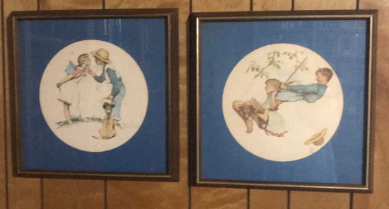 (2) Framed & Matted Norman Rockwell Prints--