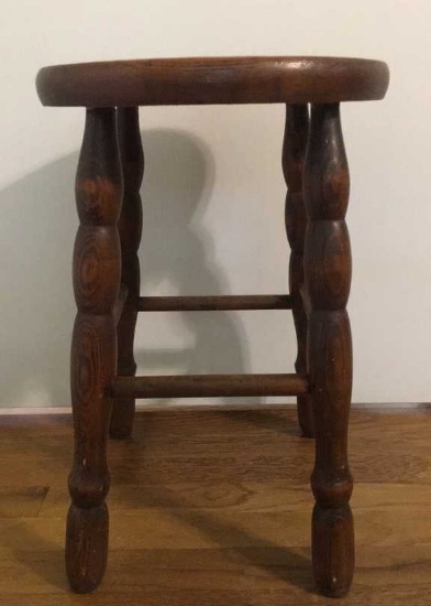 Wooden Stool with Turned Legs