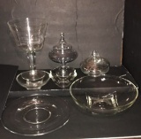 Assorted Glassware Including: Trifle Dish, Candy