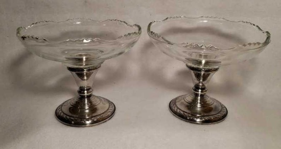 (2) Amston Sterling Silver/Glass Compotes