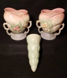(3) Pottery Items: 2-Hull Vases 6 1/2