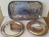 (3) Silverplate Trays: Oneida Oblong Footed