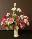 Burton & Burton Vase w/Porcelain Flowers