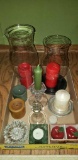 Assorted Candles, Candleholders, Shades