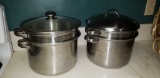 (2) Stainless Steel Steamer Pots