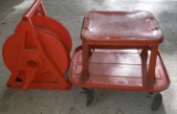 Vintage Metal Shop Stool & Cord Stand w/Drop Cord