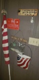 Assorted Decorative Items, American Flag w/Pole,