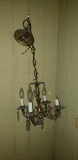 Small Brass & Crystal Chandelier