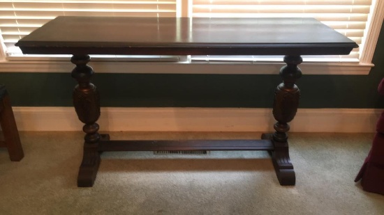 Vintage Library/Hall Table with Carved Applied