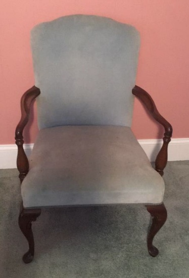Vintage Upholstered & Wooden Chair with