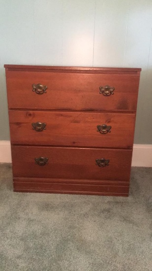 Vintage 3-Drawer Chest w/ Brass Hardware