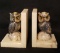 Pair of Marble Owl Bookends-Italy (A few chips)