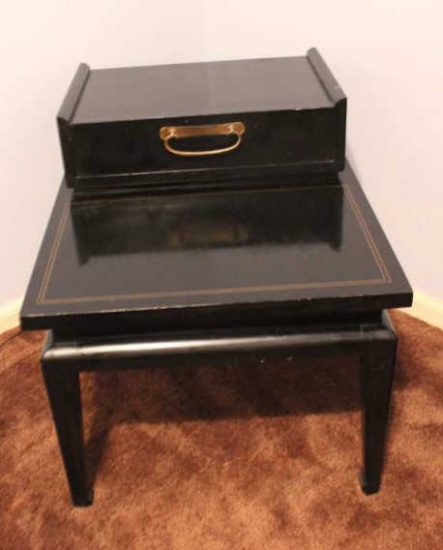Black Lacquered Mid Century Modern Asian Inspired
