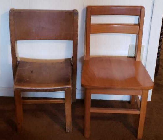 (2) Wooden Child's Chairs