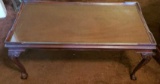 Coffee Table w/Glass Insert, Carved Cabriole