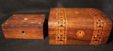 (2) Antique Wooden Hinged Boxes: