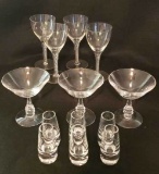 (6) Shot Glasses, (4) Wine Glasses, (3) C