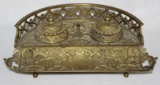 Antique Brass Inkwell Marked 