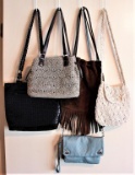 (5) Handbags/Purses:  Suede with Fringe,