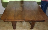 Antique Oak Dining Table with Carved Decorations