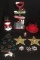 Assorted Christmas Items:  Ceramic Snowman,