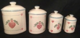 4-Piece Ceramic Canister Set with Heart Design