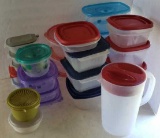Assorted Plastic Storage Containers, Pitcher,