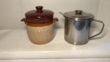 Stoneware Drippings Jar & Stainless Steel Grease