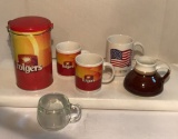 Folger's Tin Canister, (2) Folger's Mugs, Nestle