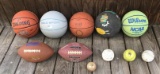 Assorted Balls:  (5) Basketballs, (2) Footballs,