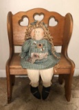 Wooden Bench with Doll